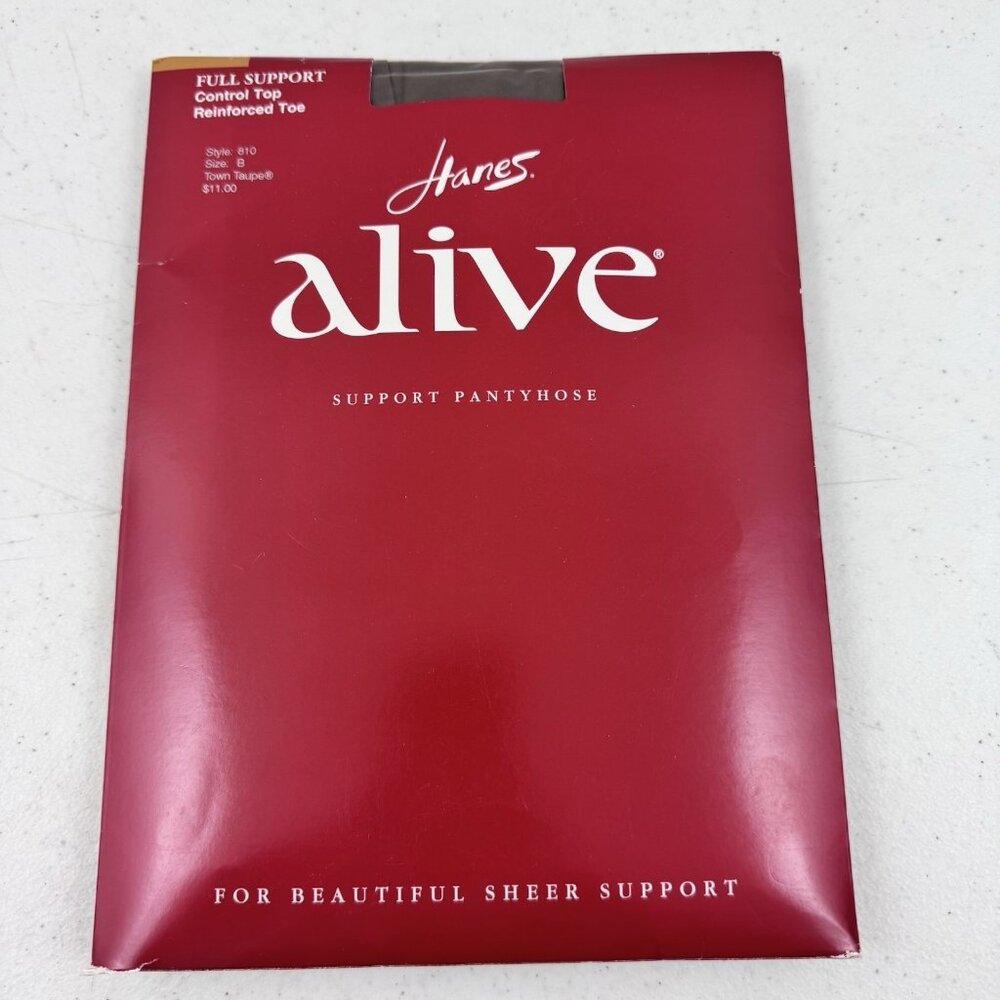 Hanes Alive Full Support Pantyhose Control Top Reinforced Toe Sz B Town Taupe810